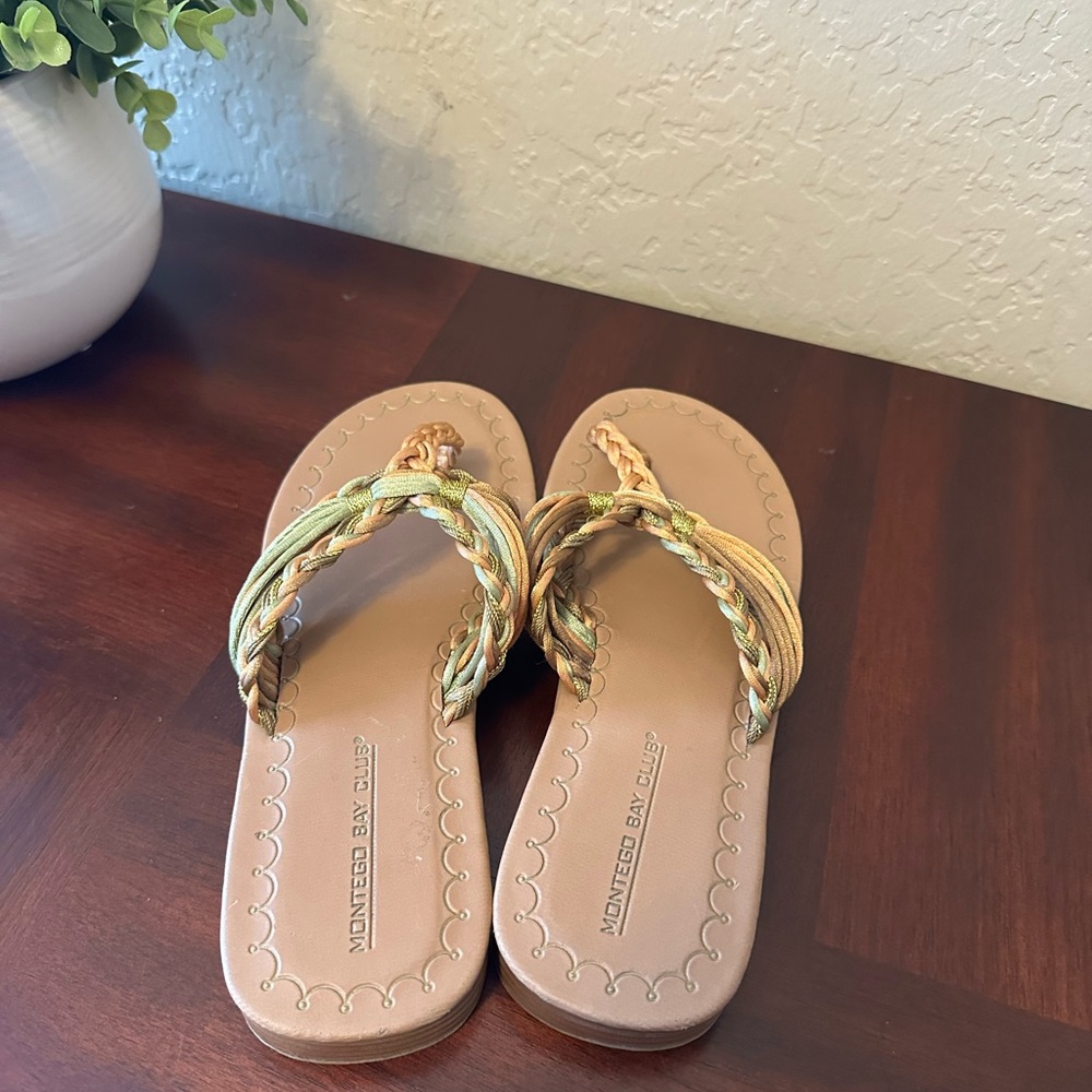 Montego Bay Club Tan and Green Sandals with Elegant Design - Picture 4 of 7